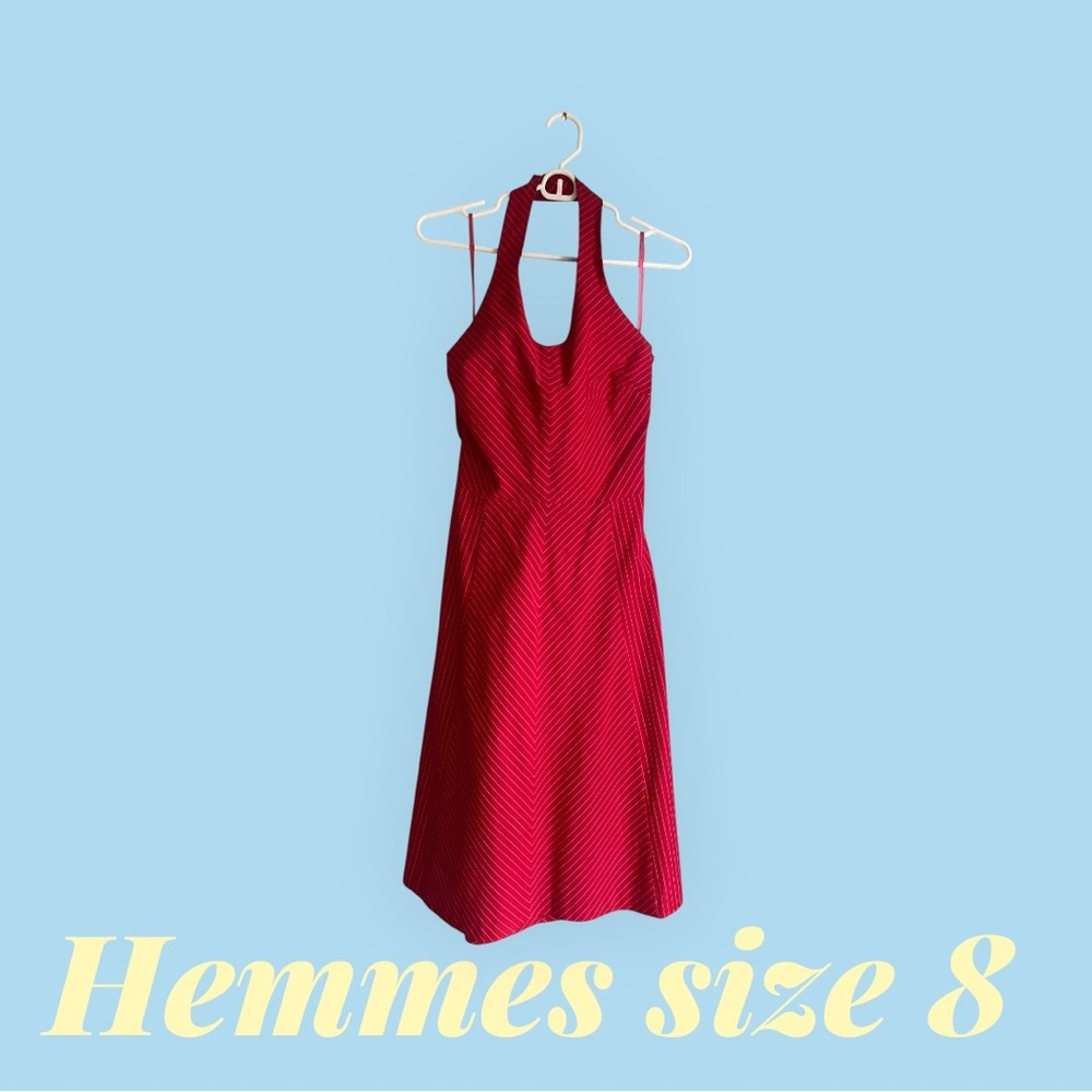 H & M vintage cotton Red Halter backless Dress